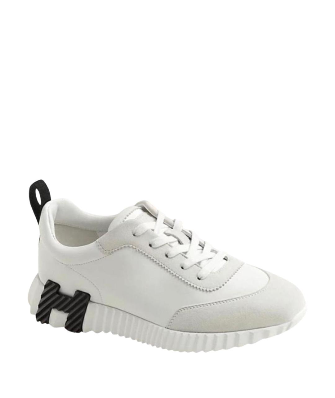 HERMES Белые кожаные кроссовки, фото 1