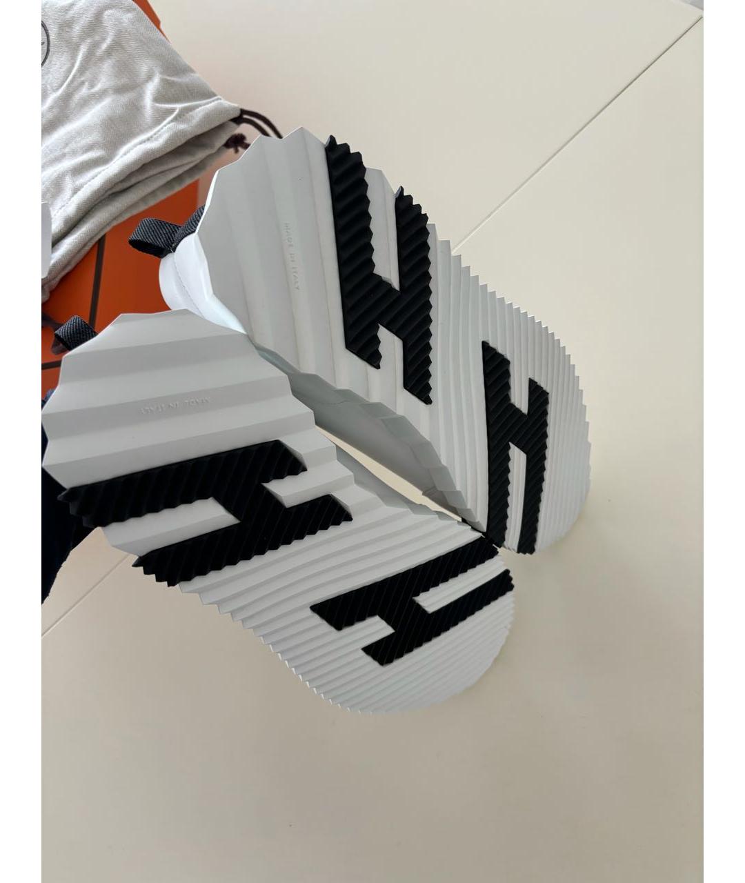 HERMES Белые кожаные кроссовки, фото 5