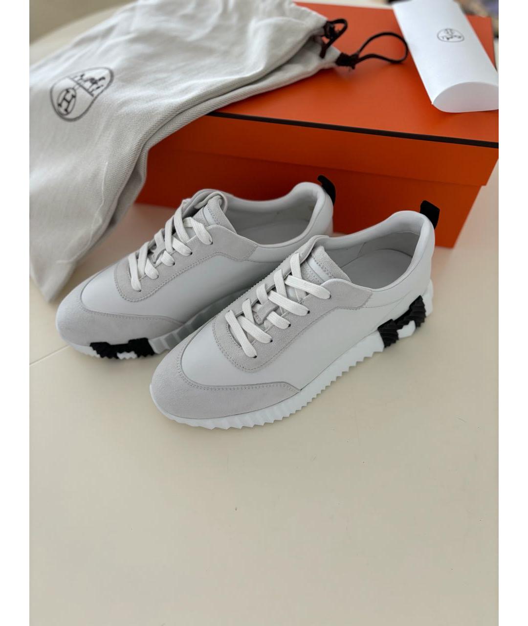 HERMES Белые кожаные кроссовки, фото 8
