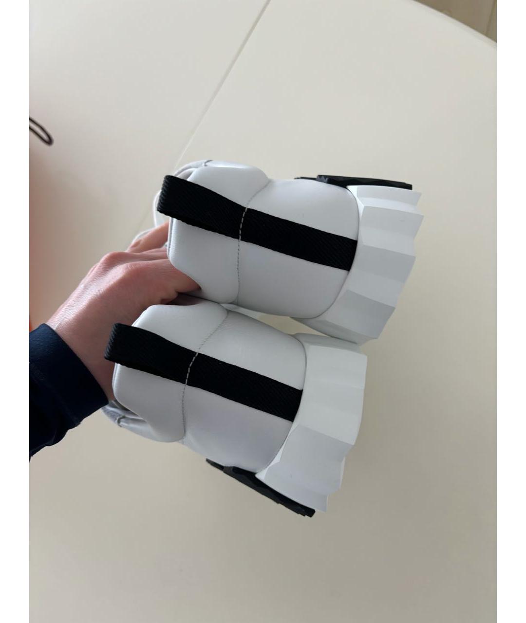 HERMES Белые кожаные кроссовки, фото 4