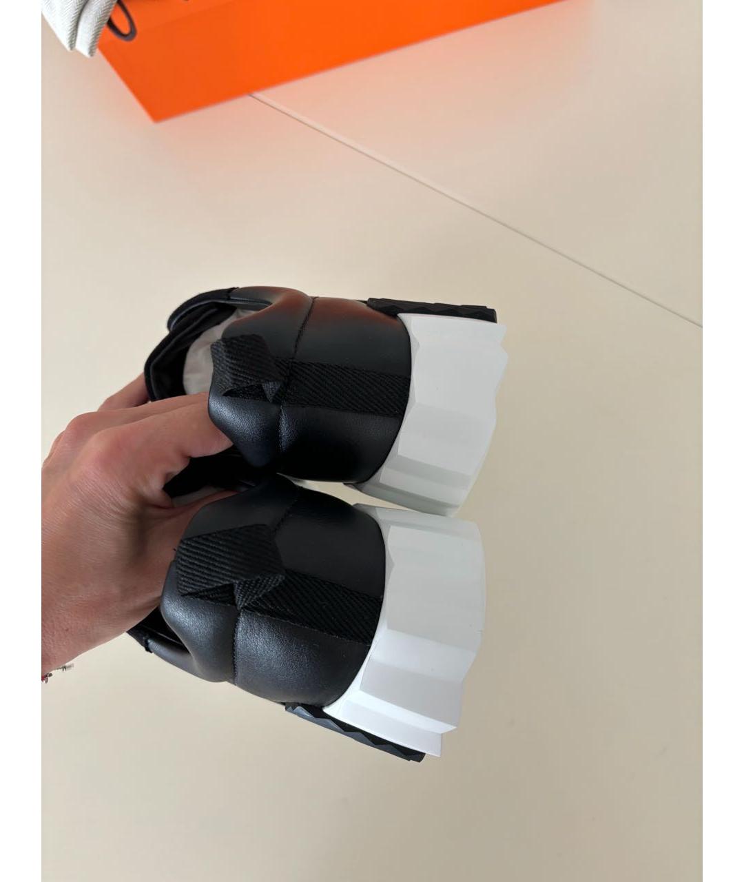 HERMES Черные кожаные кроссовки, фото 4