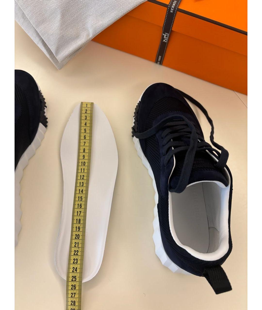 HERMES Темно-синие замшевые кроссовки, фото 7