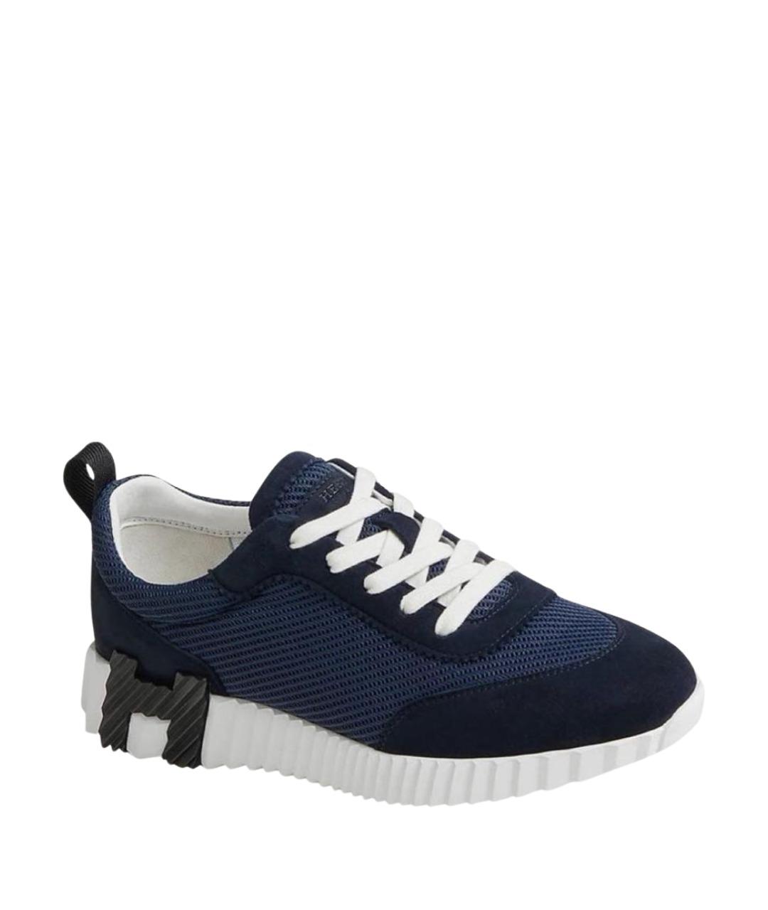 HERMES Темно-синие замшевые кроссовки, фото 1