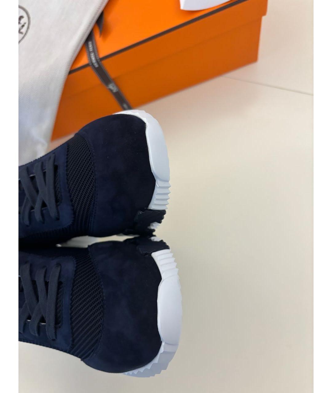 HERMES Темно-синие замшевые кроссовки, фото 3