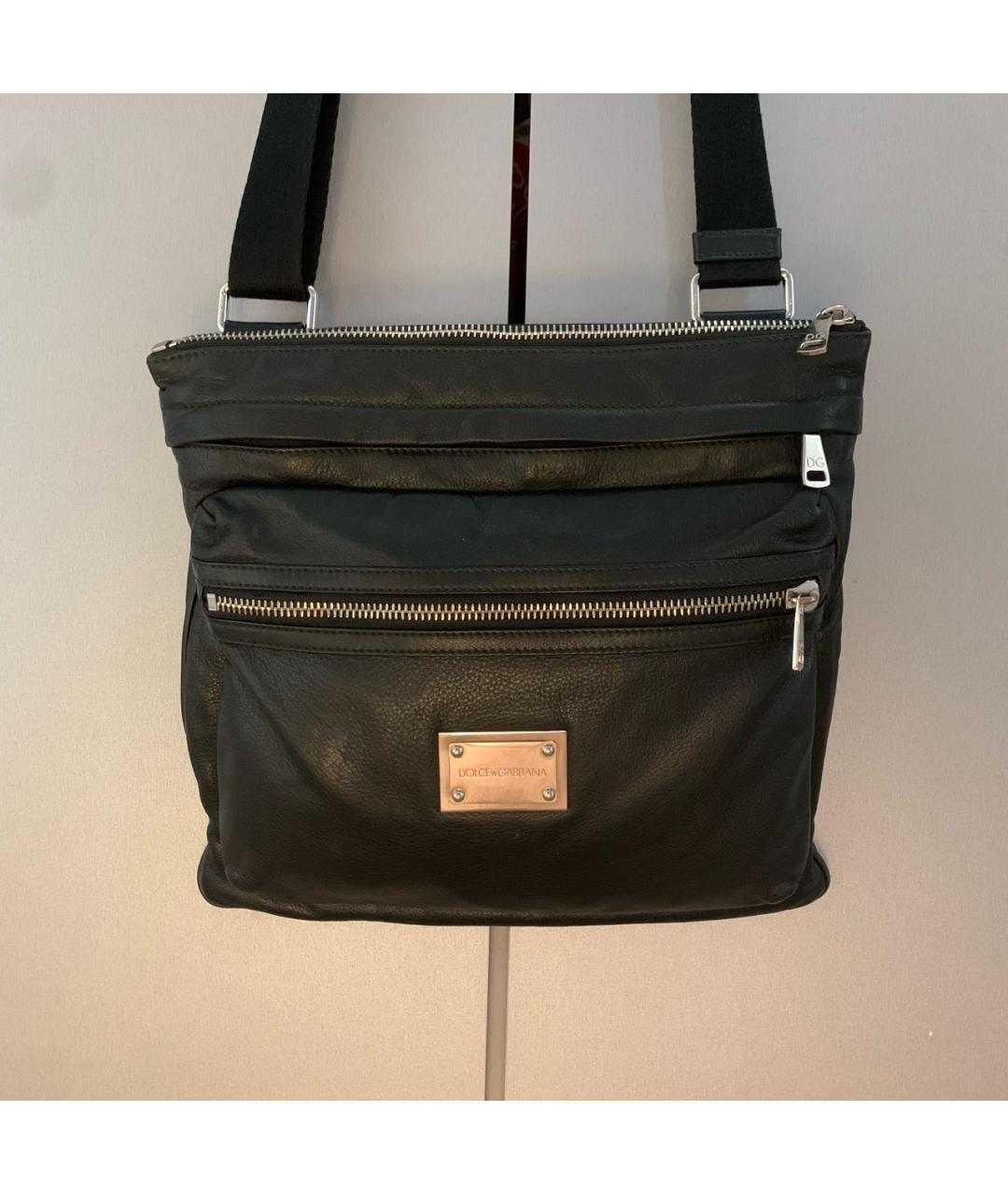 DOLCE&GABBANA Черная кожаная сумка на плечо, фото 6