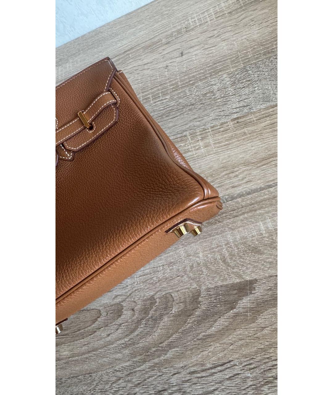 HERMES Коричневая кожаная сумка с короткими ручками, фото 4