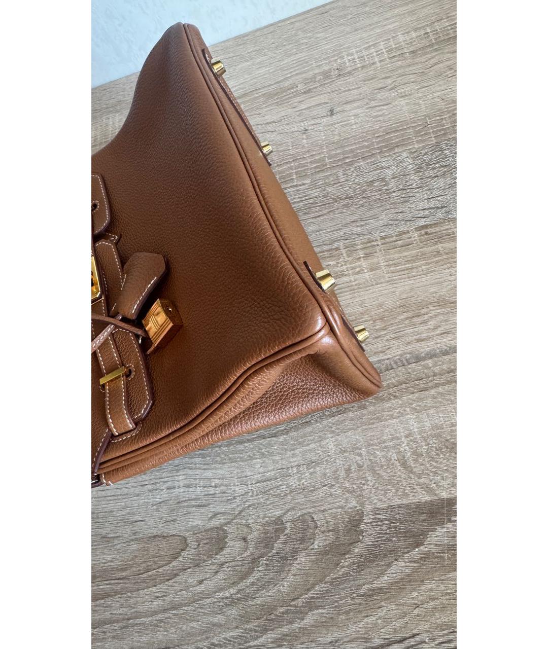 HERMES Коричневая кожаная сумка с короткими ручками, фото 3