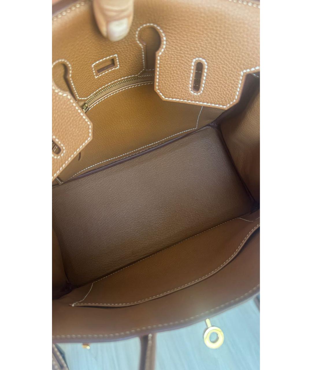 HERMES Коричневая кожаная сумка с короткими ручками, фото 7