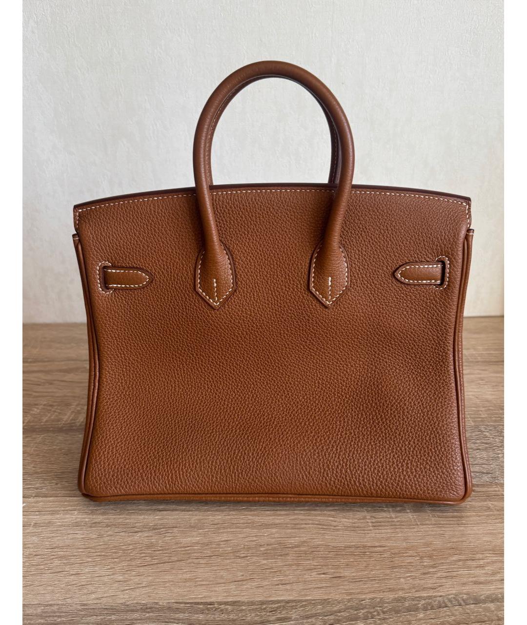 HERMES Коричневая кожаная сумка с короткими ручками, фото 2