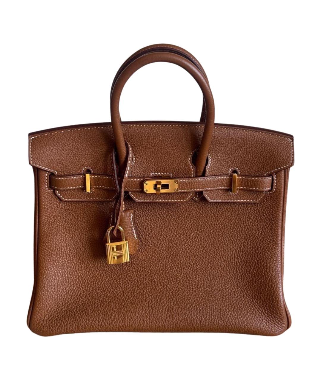 HERMES Коричневая кожаная сумка с короткими ручками, фото 1
