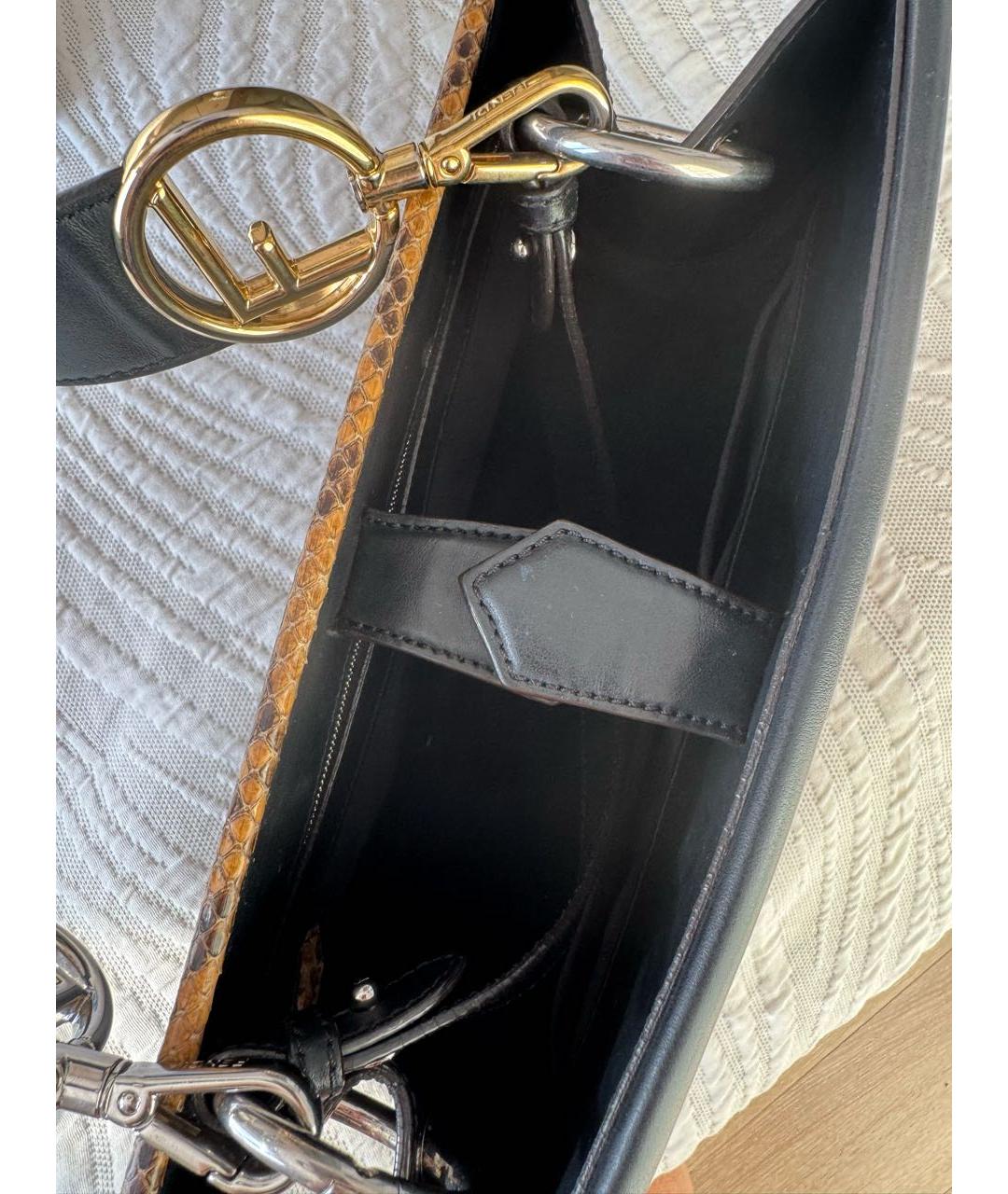 FENDI Черная кожаная сумка через плечо, фото 5