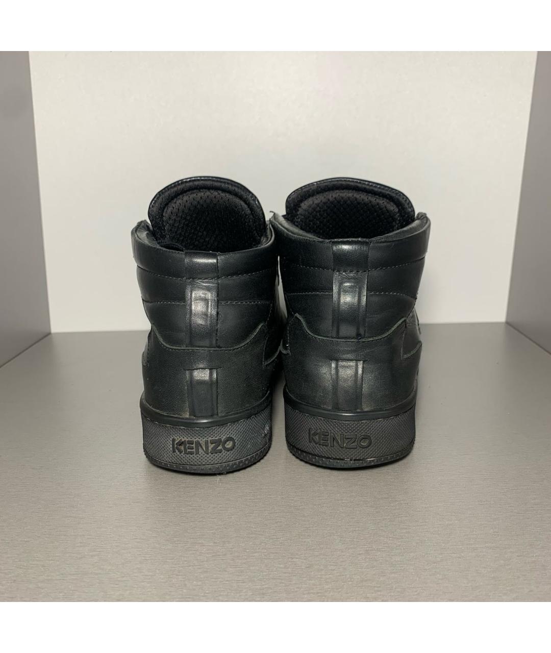 KENZO Черные кожаные высокие кроссовки / кеды, фото 4