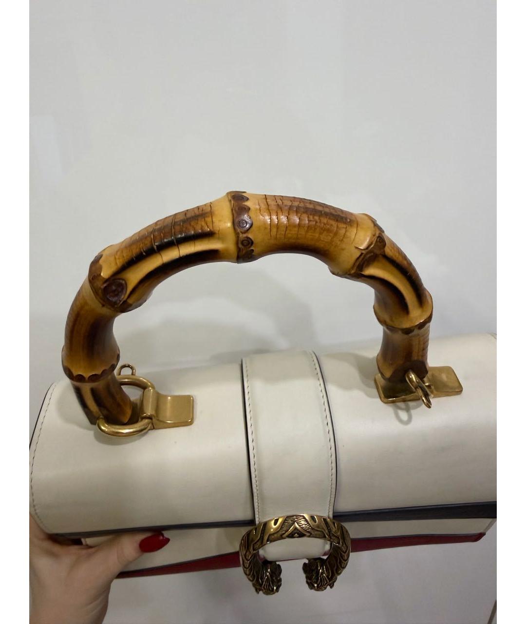 GUCCI Белая кожаная сумка с короткими ручками, фото 4
