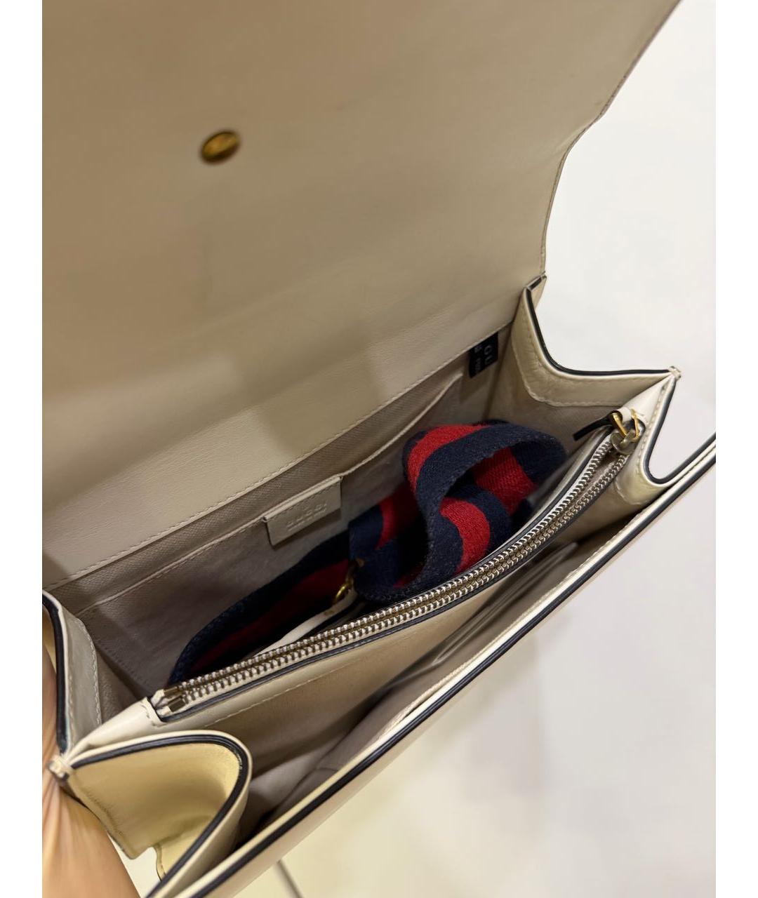 GUCCI Белая кожаная сумка с короткими ручками, фото 5
