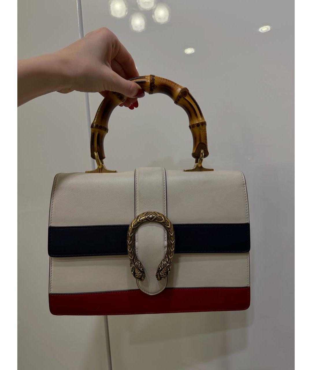 GUCCI Белая кожаная сумка с короткими ручками, фото 8