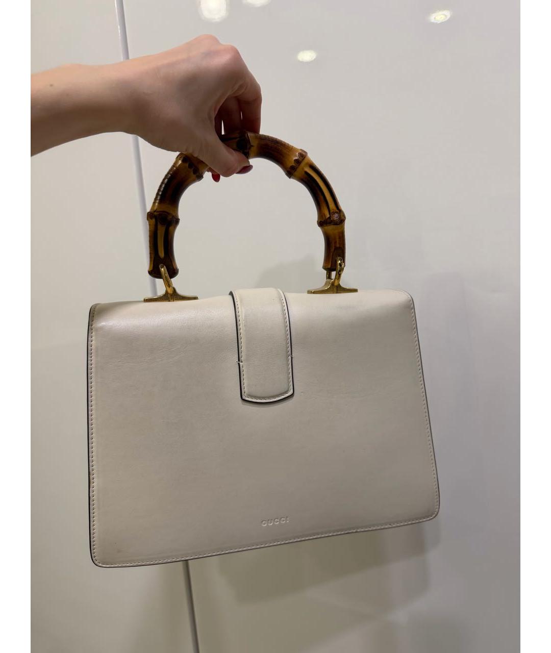 GUCCI Белая кожаная сумка с короткими ручками, фото 2