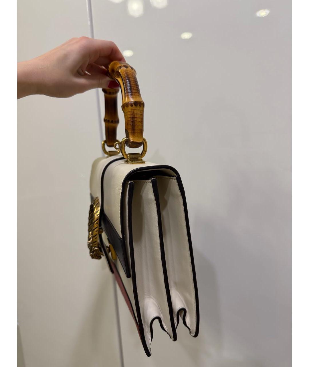 GUCCI Белая кожаная сумка с короткими ручками, фото 3