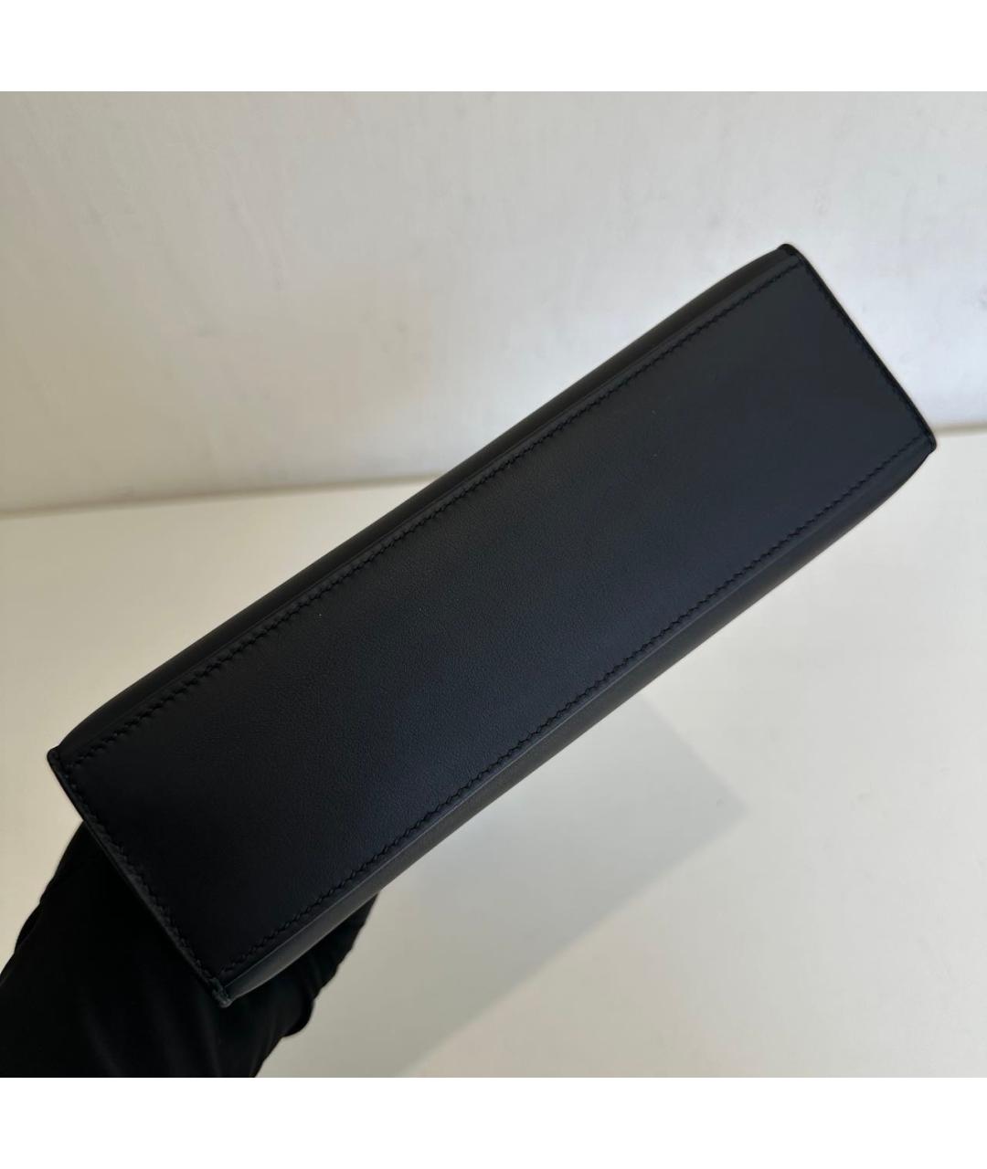HERMES Черная кожаная сумка с короткими ручками, фото 8