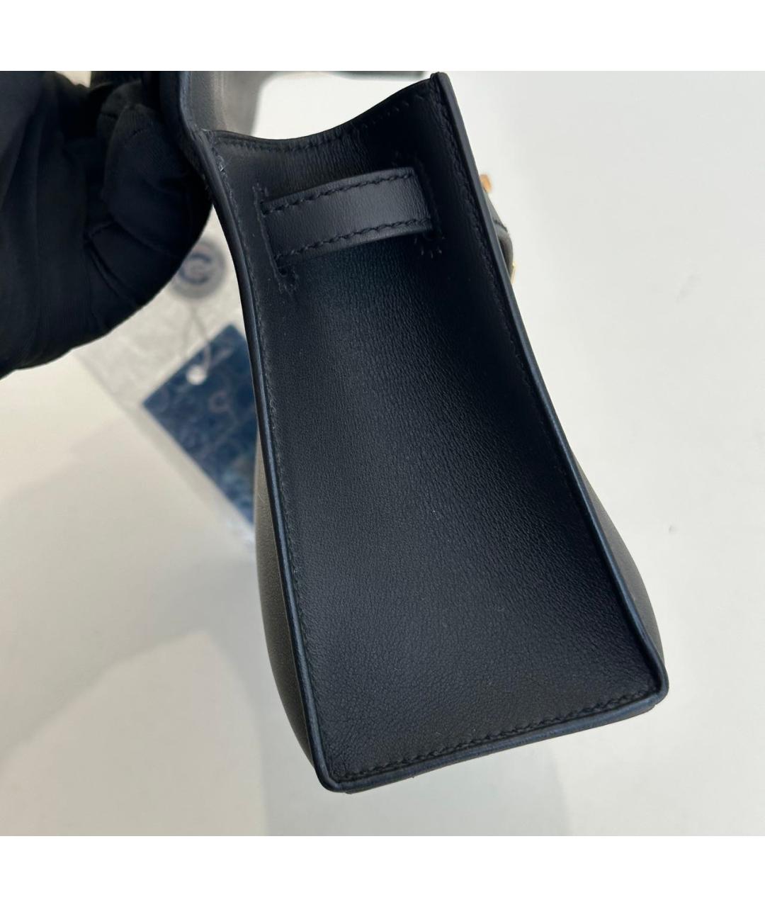 HERMES Черная кожаная сумка с короткими ручками, фото 7