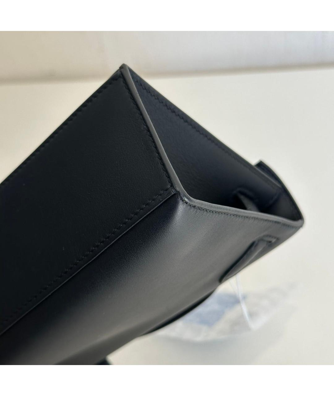 HERMES Черная кожаная сумка с короткими ручками, фото 3