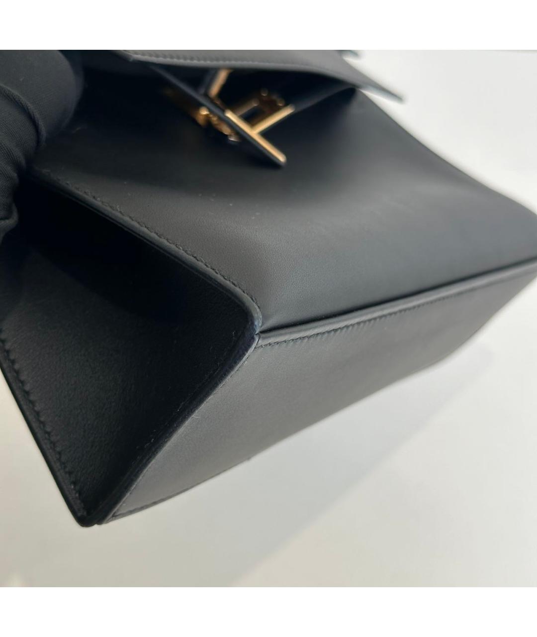 HERMES Черная кожаная сумка с короткими ручками, фото 4