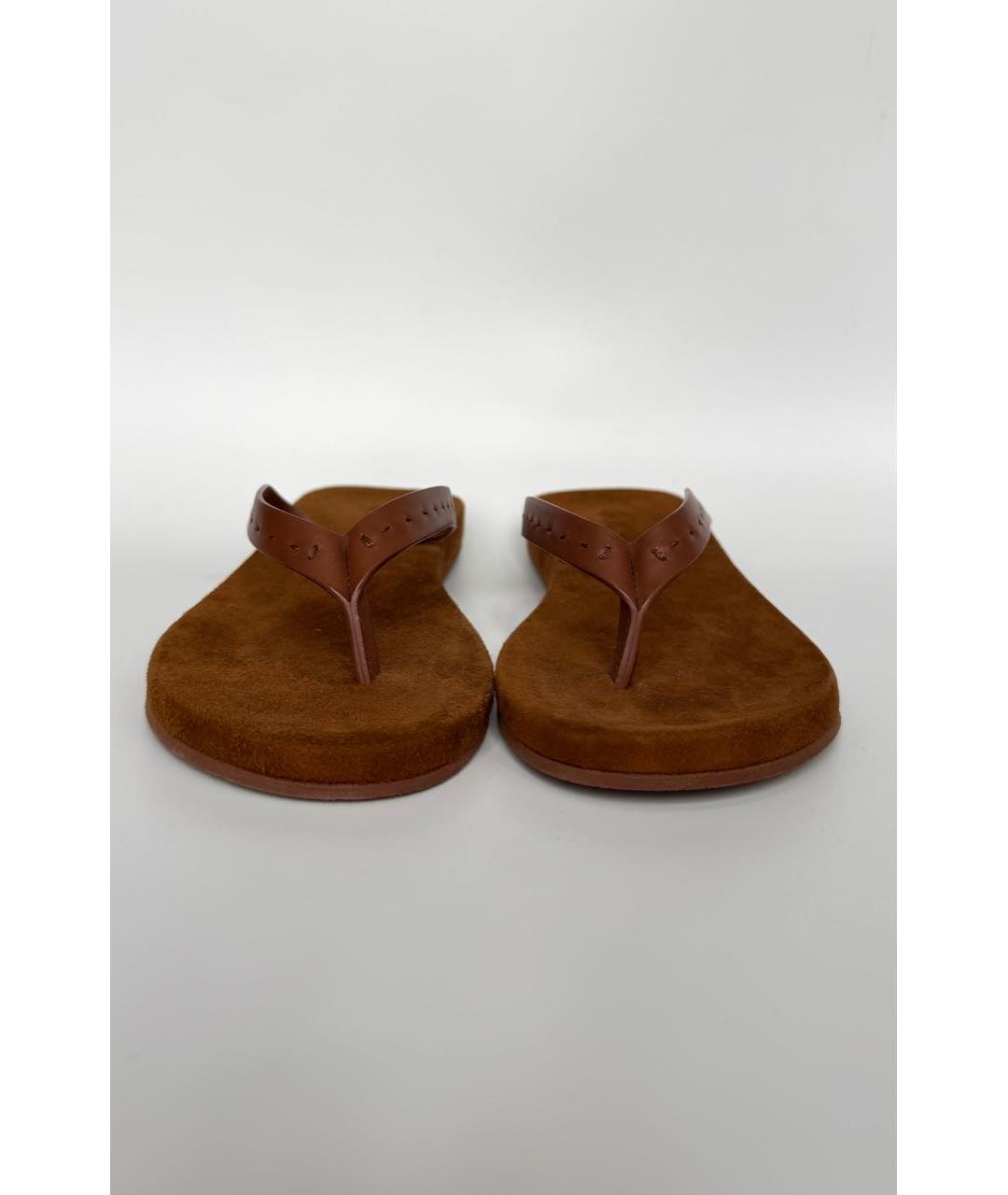 LORO PIANA Коричневые замшевые шлепанцы, фото 2