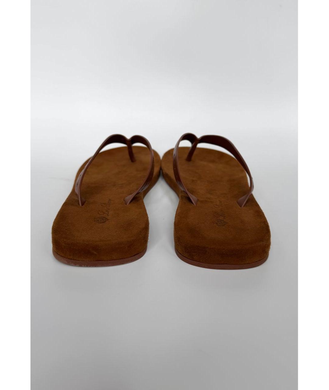 LORO PIANA Коричневые замшевые шлепанцы, фото 4