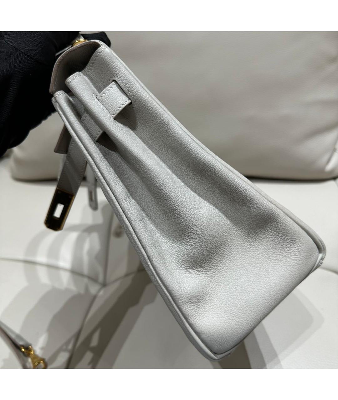HERMES Белая кожаная сумка с короткими ручками, фото 4