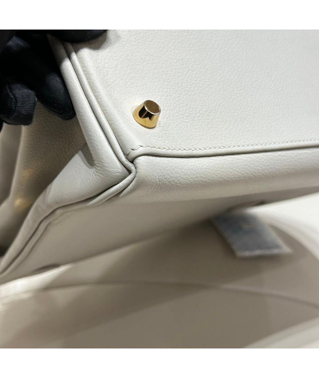 HERMES Белая кожаная сумка с короткими ручками, фото 9