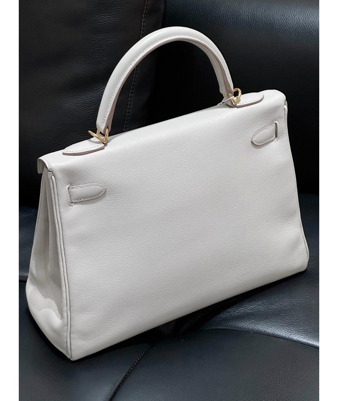 HERMES Белая кожаная сумка с короткими ручками, фото 2