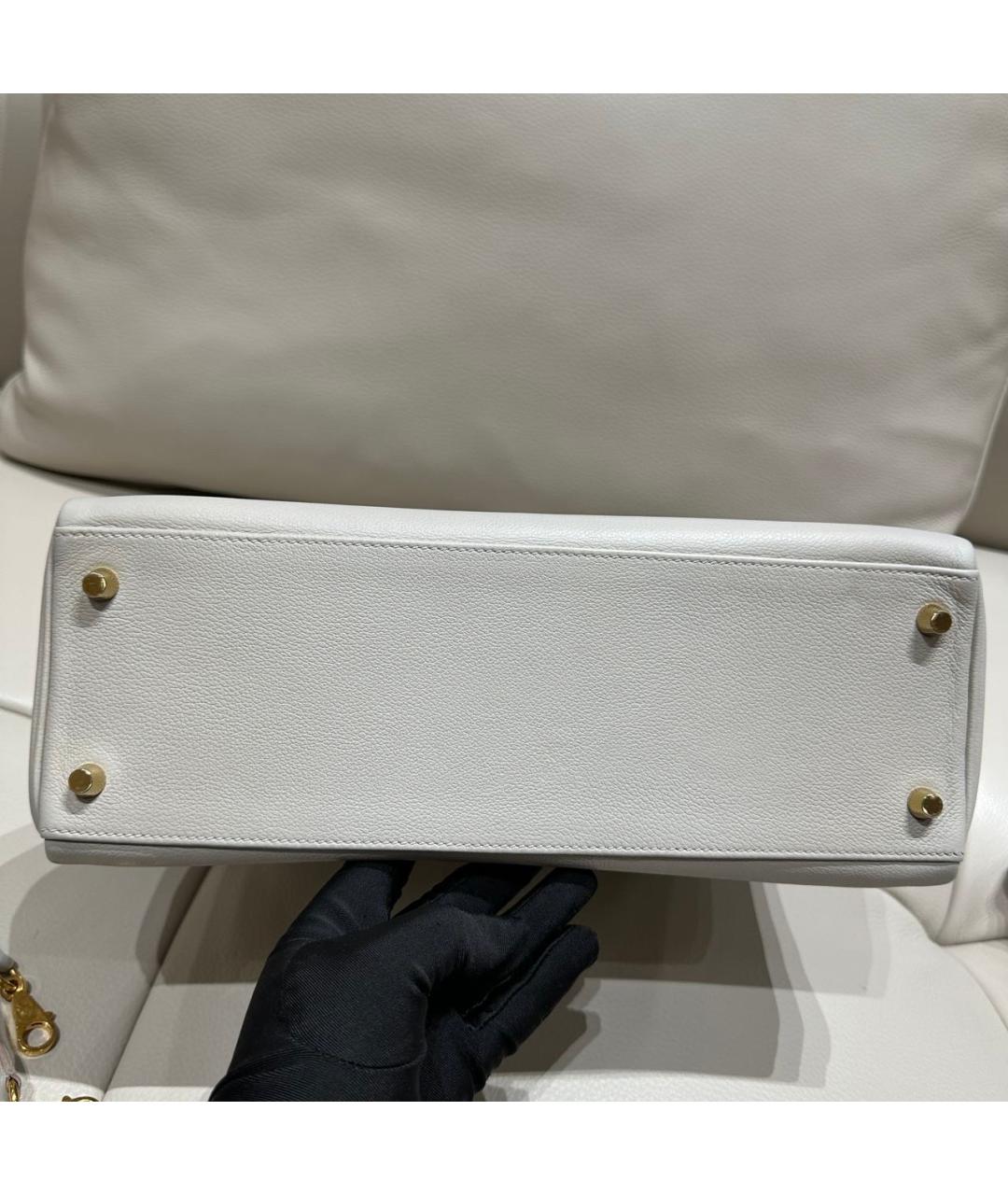 HERMES Белая кожаная сумка с короткими ручками, фото 5