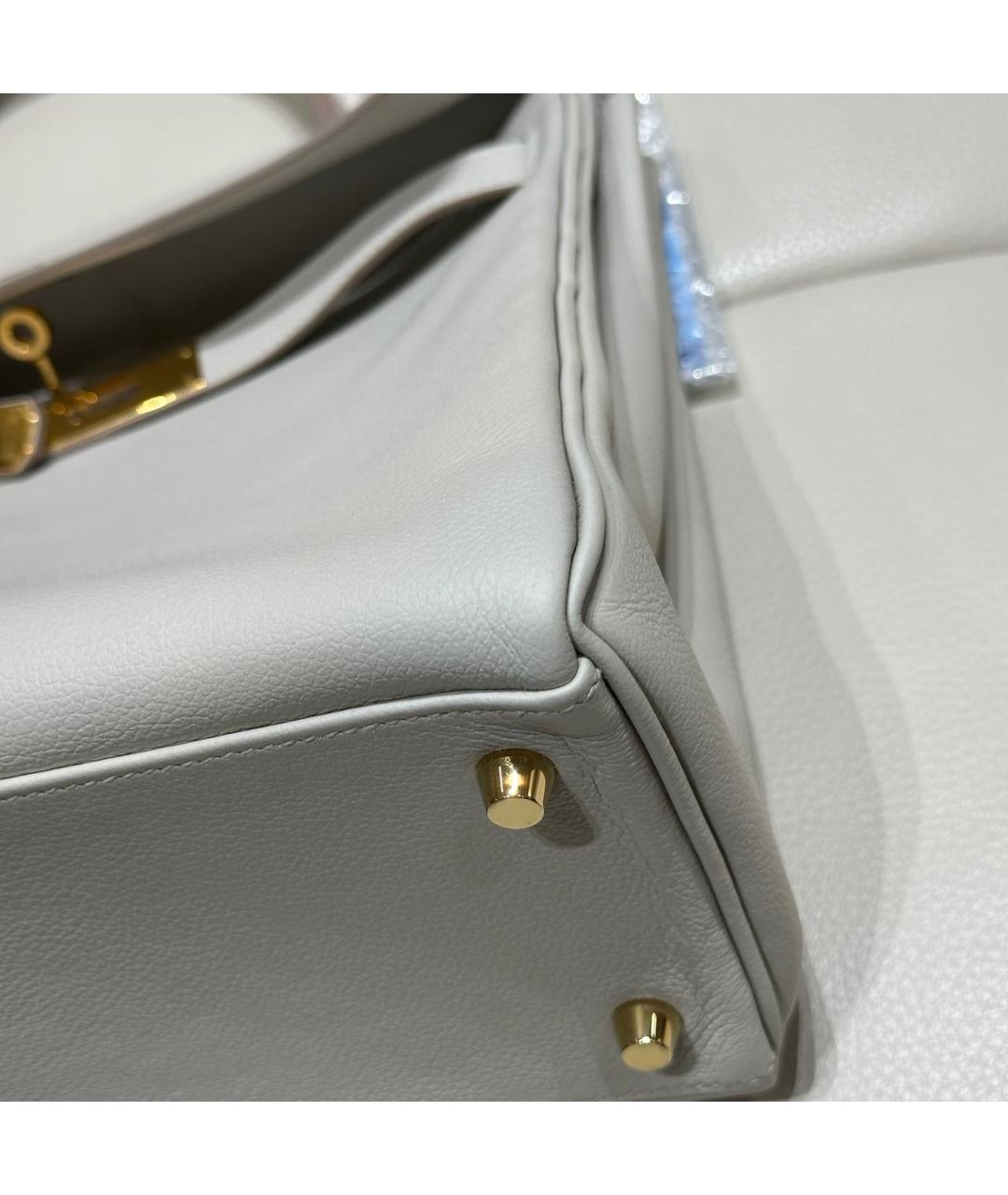 HERMES Белая кожаная сумка с короткими ручками, фото 6