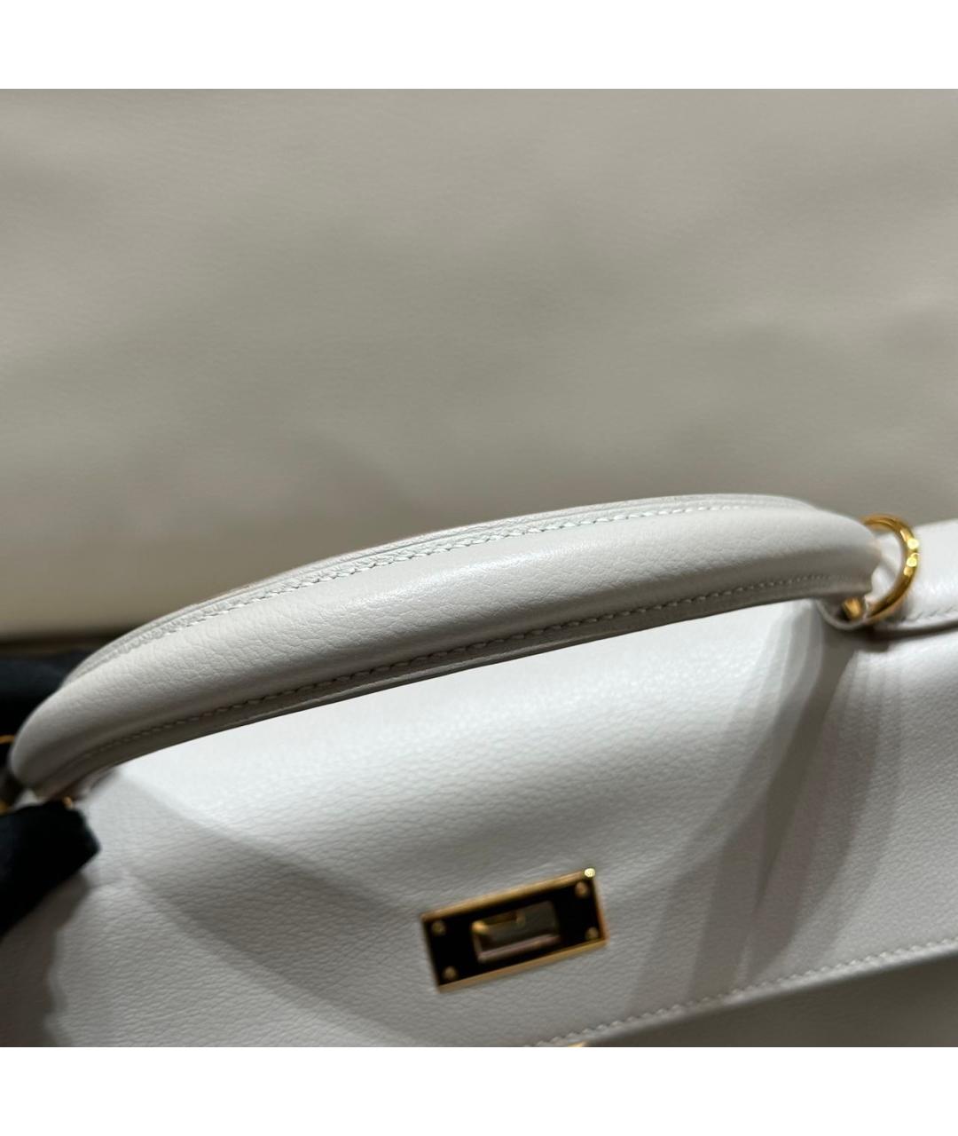 HERMES Белая кожаная сумка с короткими ручками, фото 3