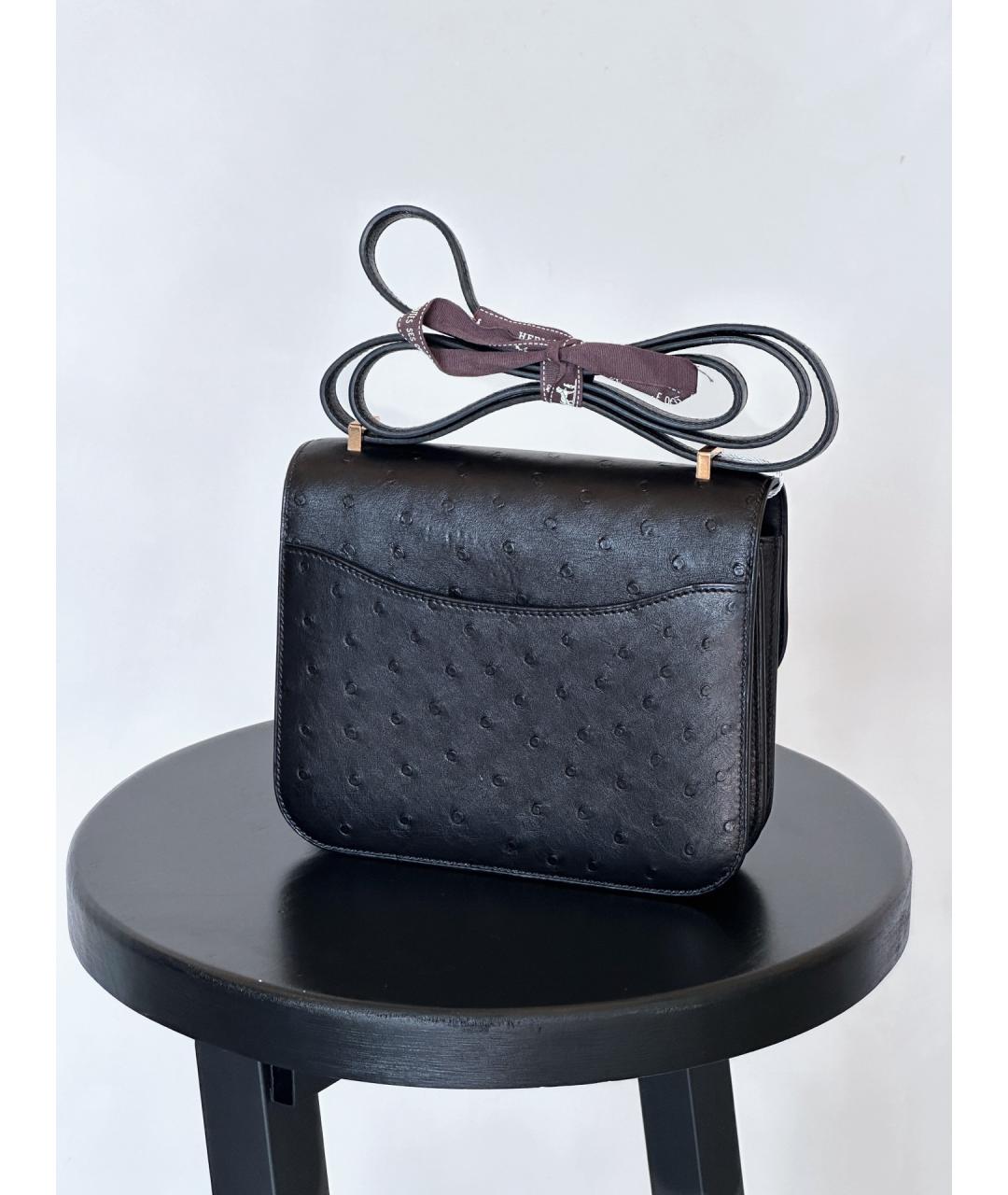 HERMES Черная сумка через плечо из экзотической кожи, фото 2