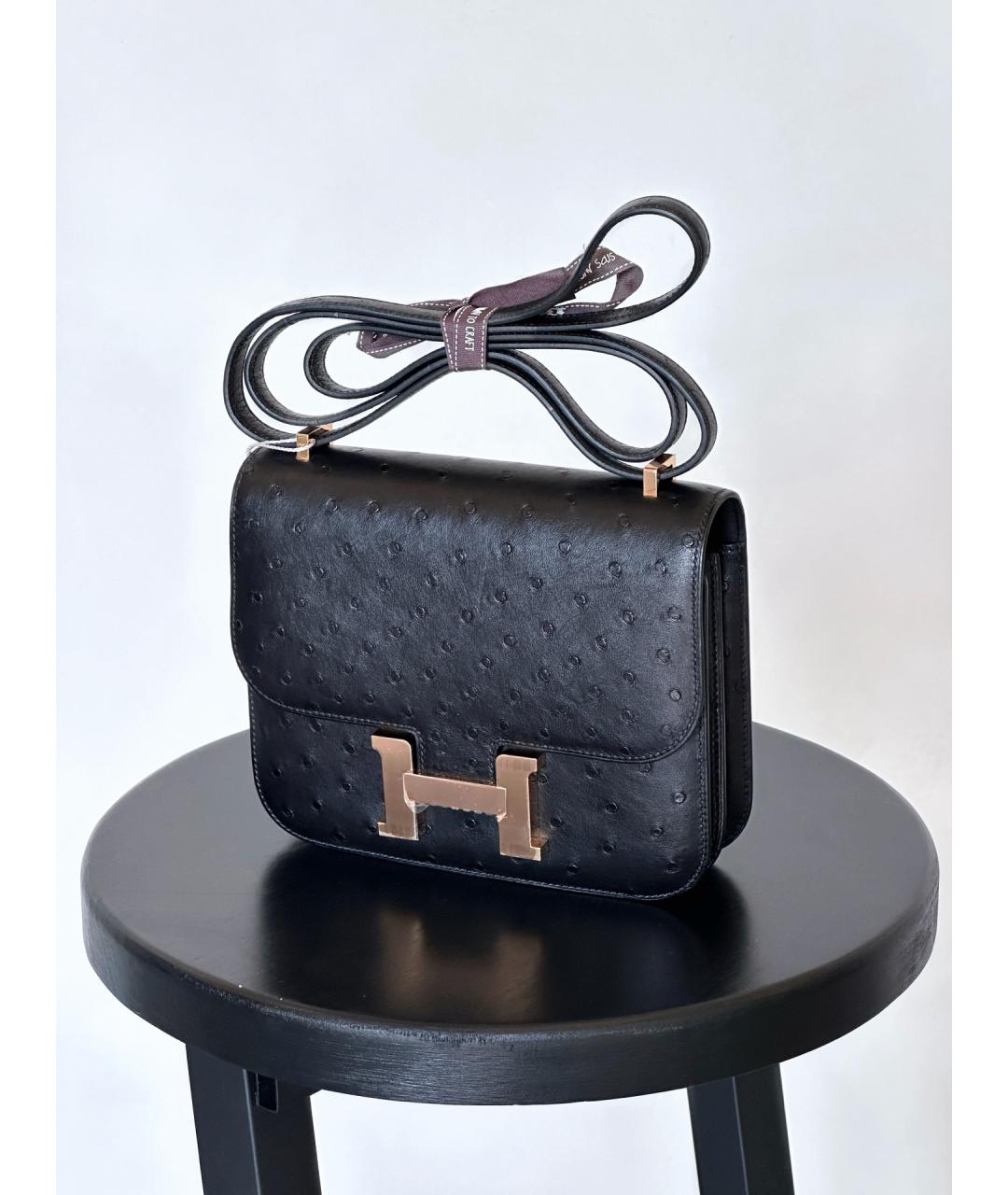 HERMES Черная сумка через плечо из экзотической кожи, фото 4