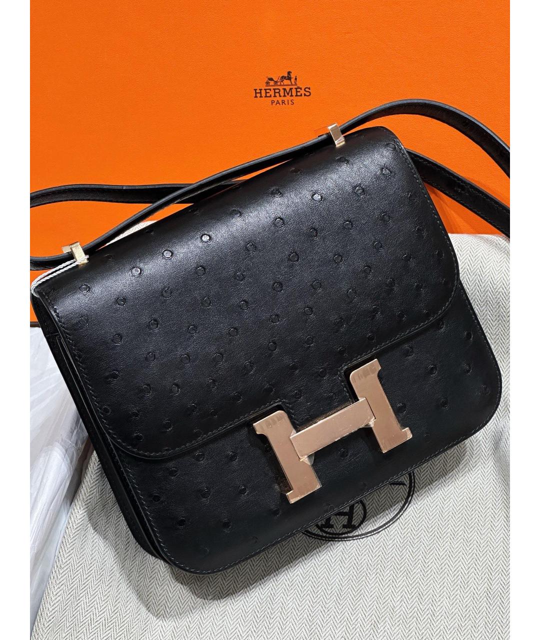 HERMES Черная сумка через плечо из экзотической кожи, фото 3