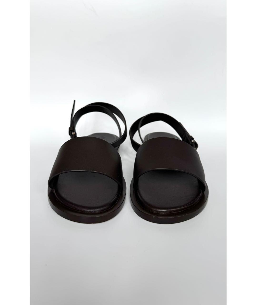 LORO PIANA Коричневые кожаные сандалии, фото 2