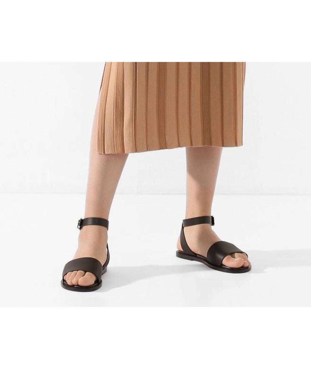 LORO PIANA Коричневые кожаные сандалии, фото 5