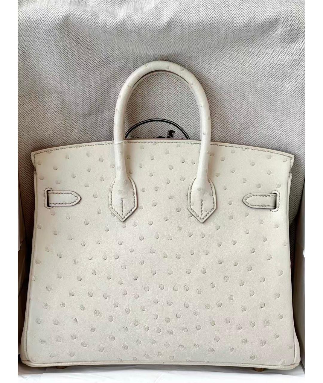 HERMES Белая сумка с короткими ручками из экзотической кожи, фото 2