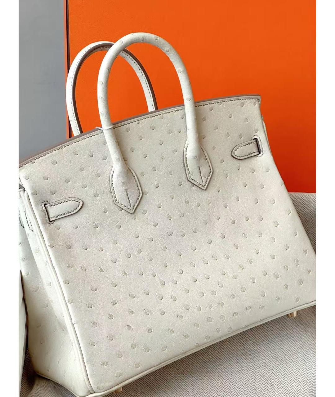 HERMES Белая сумка с короткими ручками из экзотической кожи, фото 4