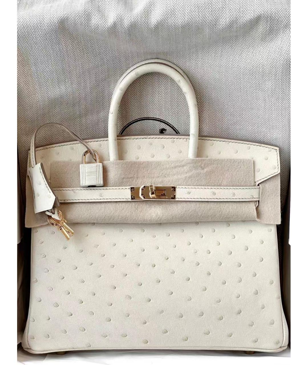 HERMES Белая сумка с короткими ручками из экзотической кожи, фото 5