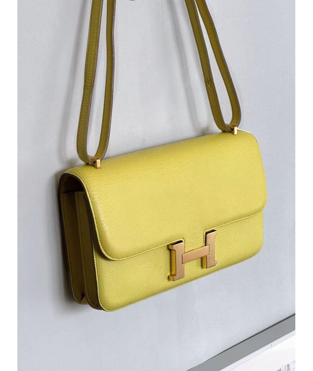 HERMES Желтая кожаная сумка через плечо, фото 2