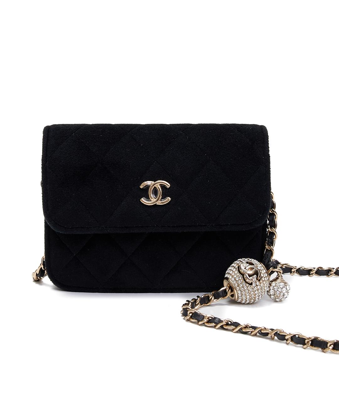 CHANEL Черная бархатная сумка через плечо, фото 1