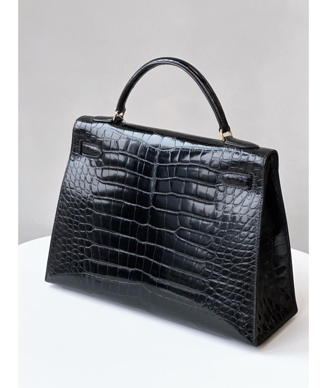 HERMES Черная кожаная сумка с короткими ручками, фото 2