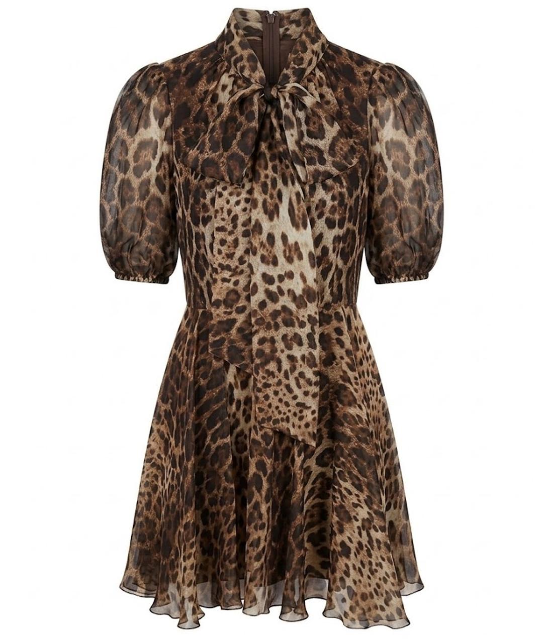 DOLCE&GABBANA Коричневое шелковое коктейльное платье, фото 1