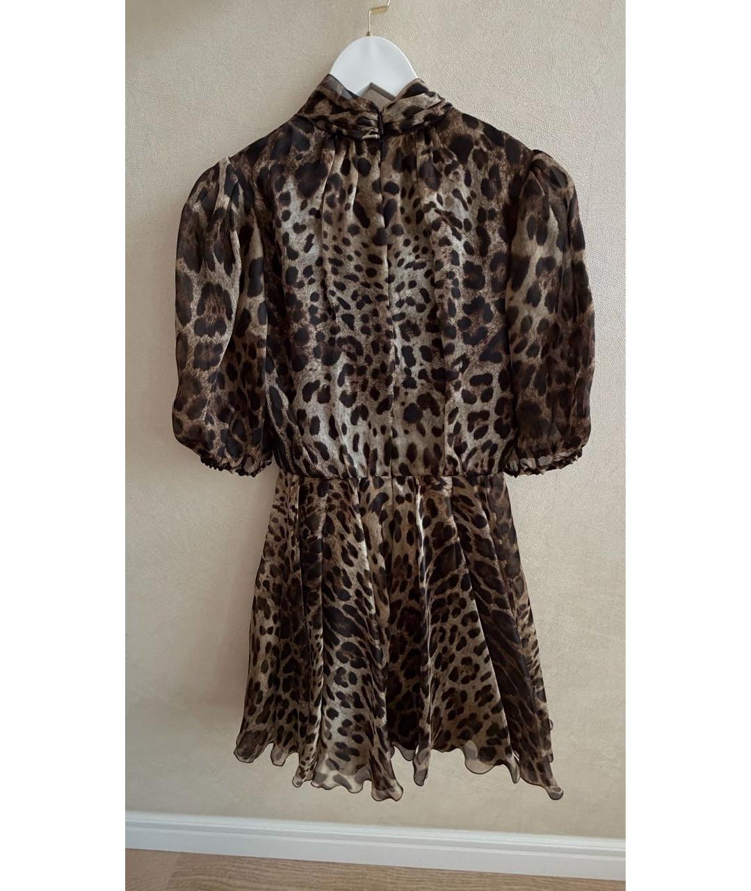 DOLCE&GABBANA Коричневое шелковое коктейльное платье, фото 2