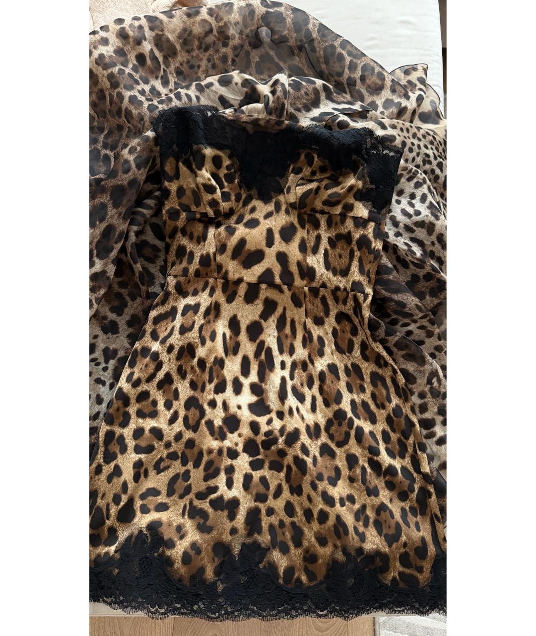 DOLCE&GABBANA Коричневое шелковое коктейльное платье, фото 4