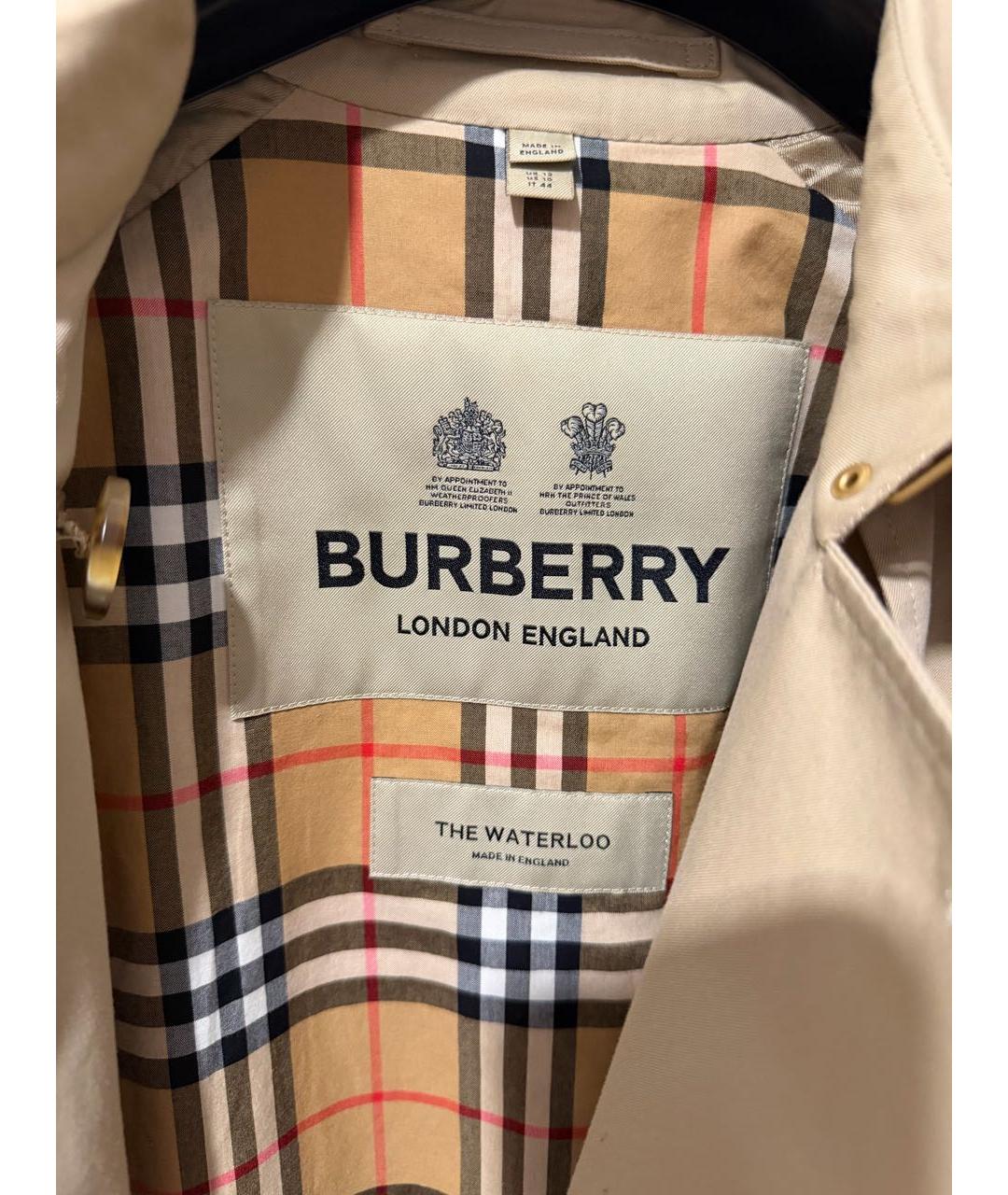 BURBERRY Бежевый хлопковый тренч/плащ, фото 3