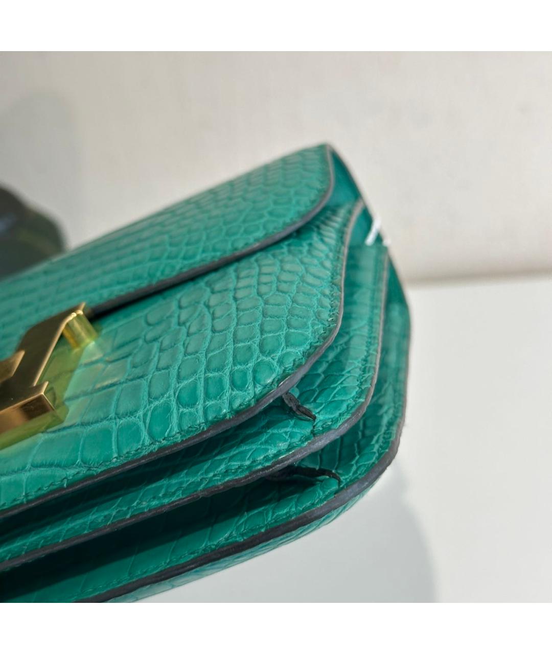HERMES Зеленая кожаная сумка через плечо, фото 7