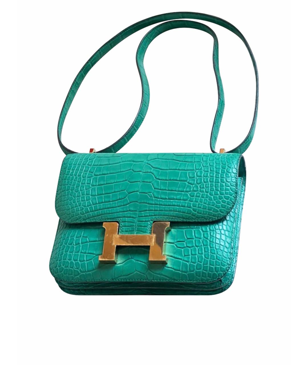 HERMES Зеленая кожаная сумка через плечо, фото 1